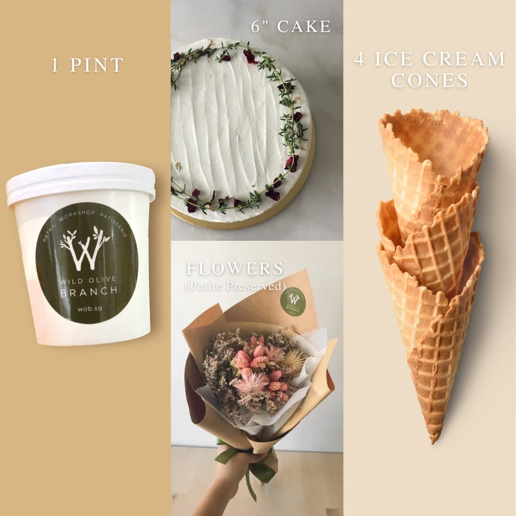 Deluxe Stay Home Cake Bundle (Preserved Flowers)