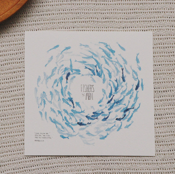 20cm x 20 cm Prints: Fishers Of Men (Matthew 4:19)