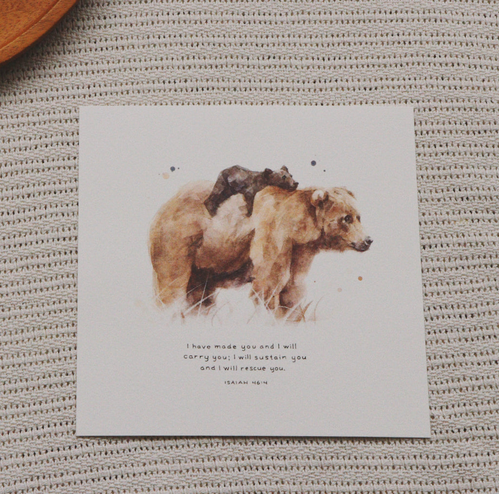 20cm x 20 cm Prints: I Will Carry You (Isaiah 46:4)