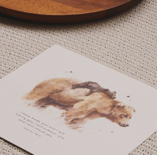20cm x 20 cm Prints: I Will Carry You (Isaiah 46:4)