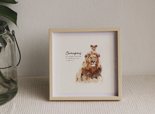 20cm x 20 cm Prints: Lion And Cub (1 Corinthians 16:13-14)