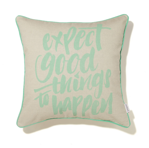 Stitches & Tweed Cushion: Expect Good Things To Happen