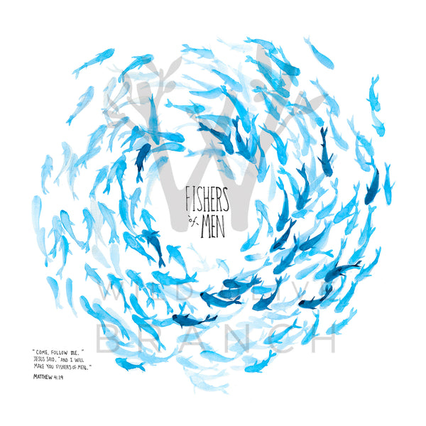 20cm x 20 cm Prints: Fishers Of Men (Matthew 4:19)