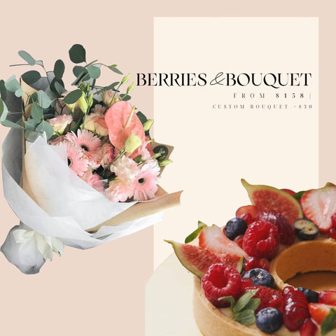 Bundle: Berries Tart + Standard Bouquet