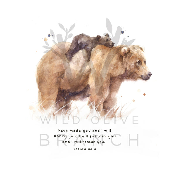 20cm x 20 cm Prints: I Will Carry You (Isaiah 46:4)