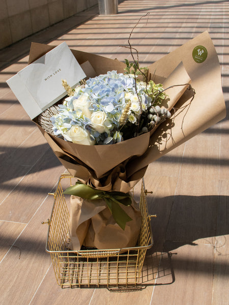 Wild Olive bouquet + Card + Brownies
