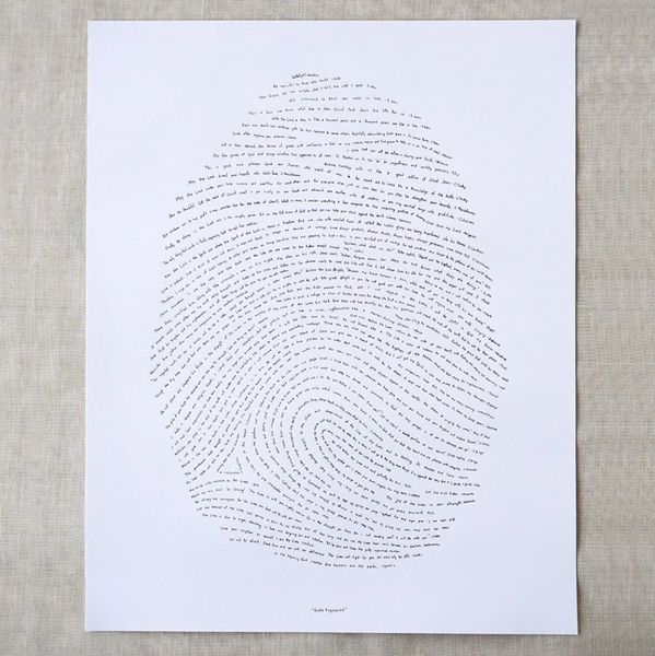 Black Letterpress Fingerprint - 16" by 20"