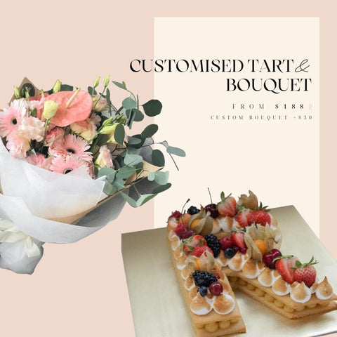 Bundle: Customised Tart (Passionfruit) + Standard Bouquet
