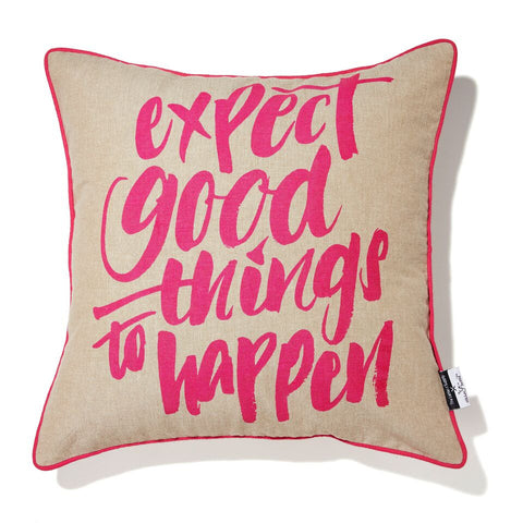Stitches & Tweed Cushion: Expect Good Things To Happen